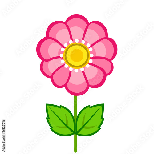 Pink garden flower in cute childish drawing style  vector illustration (6)