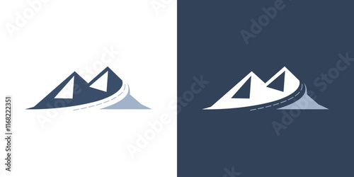 Mountain road icon logo vector flat silhouette design isolated
