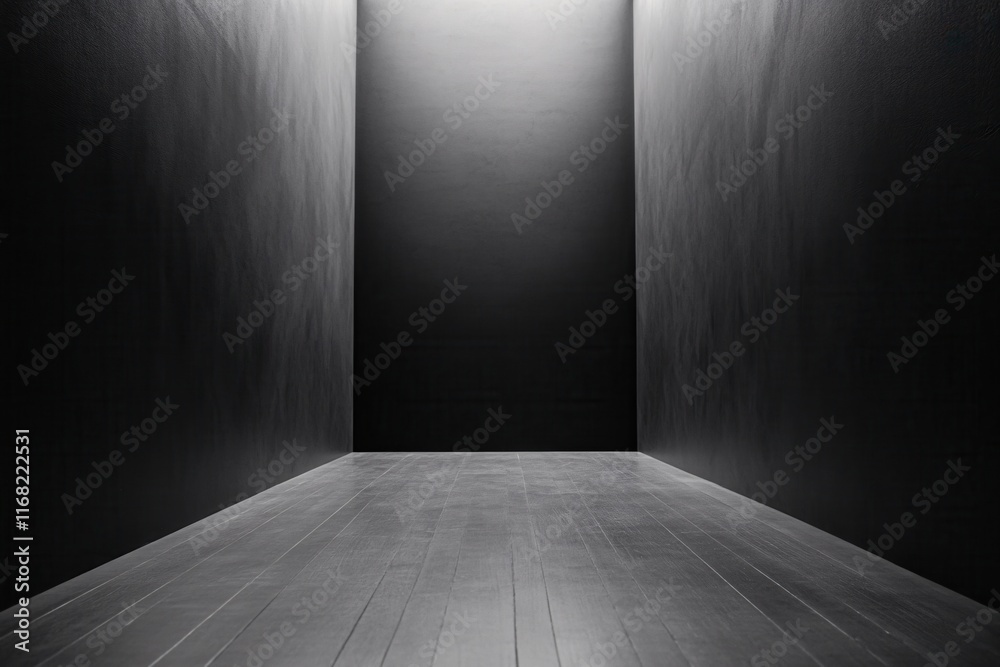 Empty Dark Room with Minimalistic Design and Soft Light from Above Empty Dark Room with Minimalistic Design and Soft Light from Above