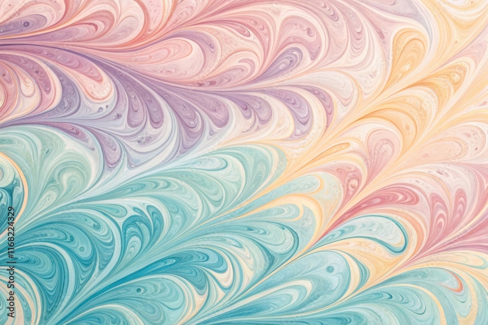 Swirling abstract marbled background in pastel colors creating fluid patterns and designs Swirling abstract marbled background in pastel colors creating fluid patterns and designs