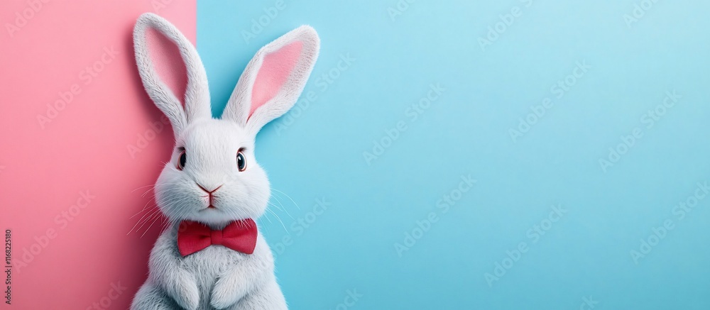 Obraz premium Adorable Easter Bunny on Pastel Background