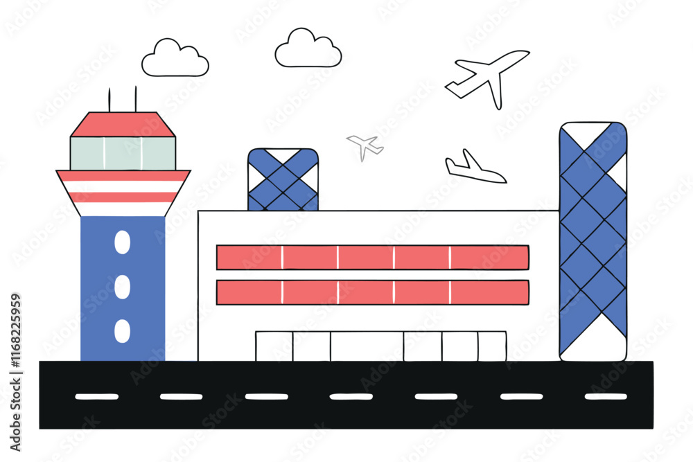Naklejka premium Airport illustration vector on white background