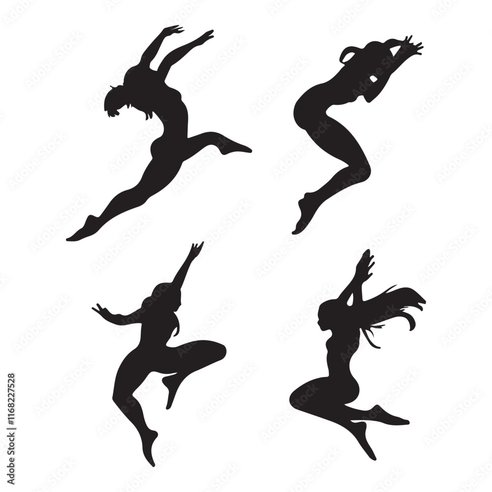 Jumping girl silhouette vector illustration
Jumping girl silhouette vector illustration