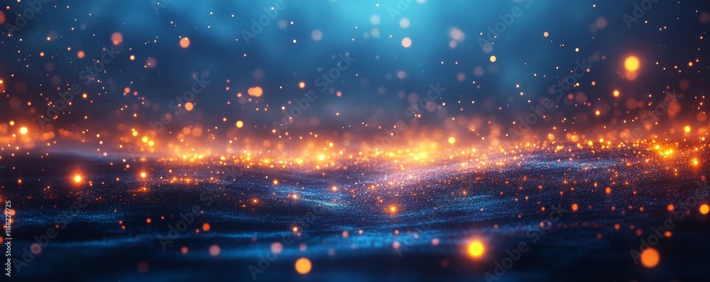 Naklejka premium Halloween Theme Digital Background with Glowing Lights, Generative AI