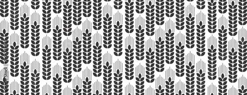 Wheat seamless pattern. Bakery background. Bread grain texture. Spike wheat. Stalk oat, barley, corn, rye, malt, bran, millet, maize, rice. design prints. Vector 