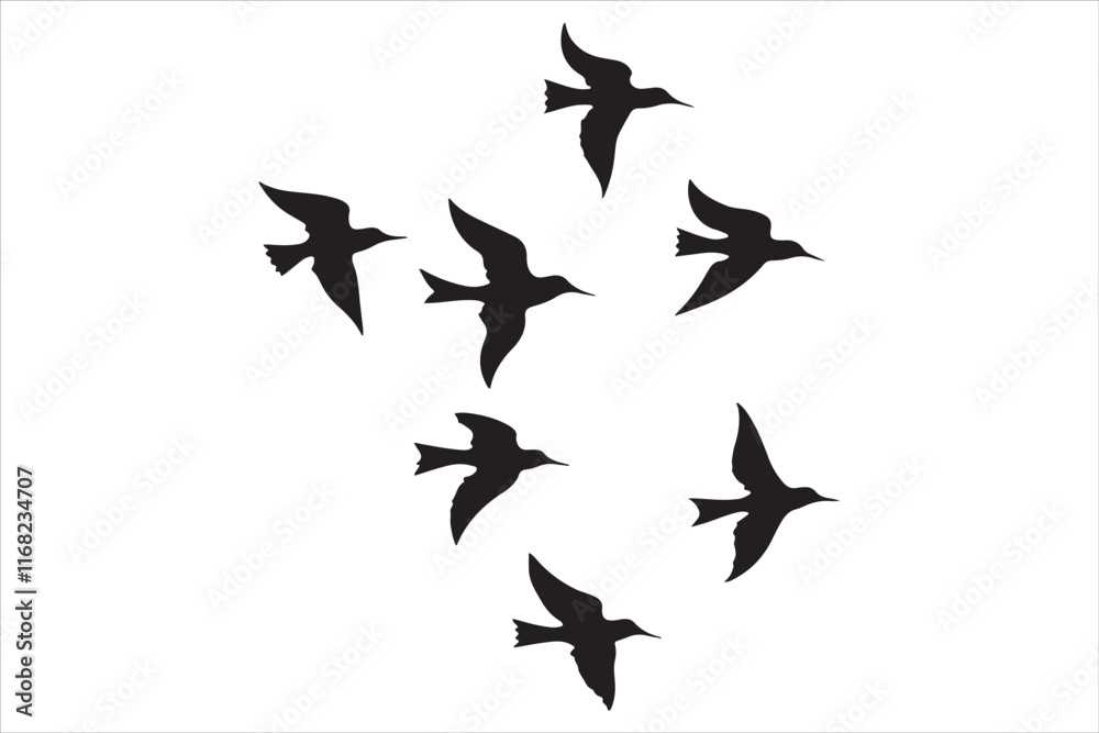 Flying Birds Sky Vector Silhouettes