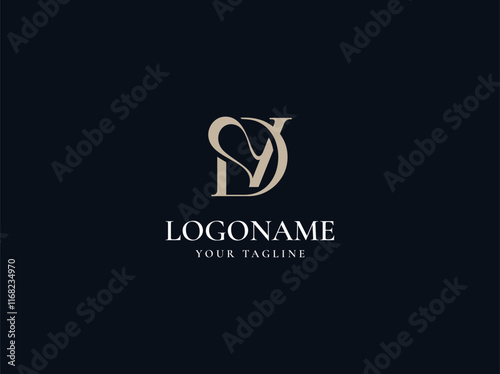 Photos Luxury letter DV logo design vector