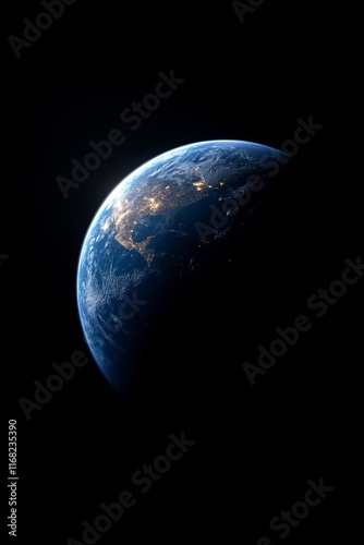 Blue Planet Earth from Space Concept Digital Background, Generative AI