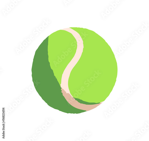 Icon of green ball with stripe. Big tennis equipment with round shape. Racket sport inventory with sphere form. Athletic tool to play court game. Flat isolated vector illustration on white background photo