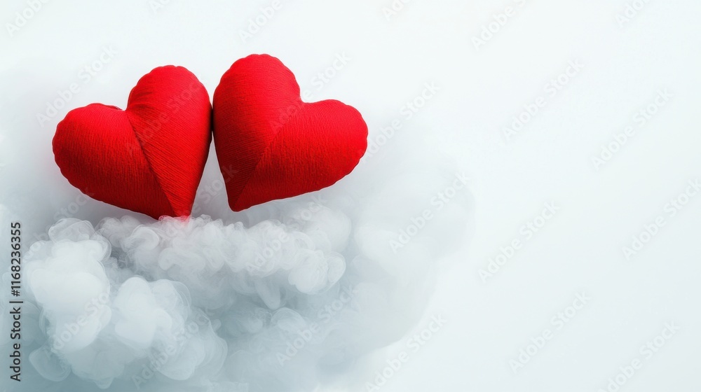 valentine bubble concept. Two entwined heart shaped bubbles in shades of red floating delicately in a soft wispy cloud like background creating a romantic sentimental and whimsical atmosphere valentine bubble concept. Two entwined heart shaped bubbles in shades of red floating delicately in a soft wispy cloud like background creating a romantic sentimental and whimsical atmosphere