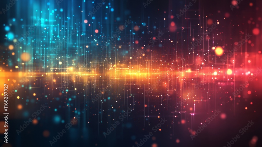 Fototapeta premium Futuristic Neon Colors Digital Background with Geometric Flow, Generative AI