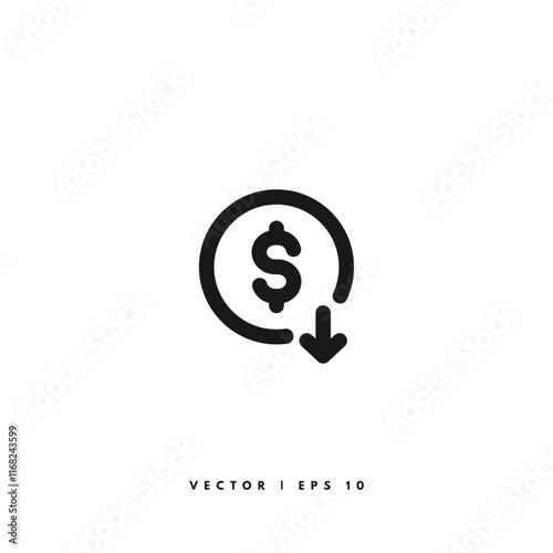 Cost Reduction Icon. Editable Stroke