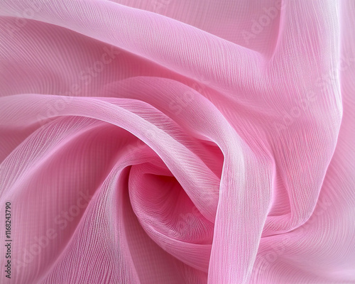Light pink tulle draped elegantly across a surface. This airy, ethereal design suits bridal, fashion, or celebratory projects with its delicate charm.
