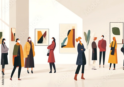 Flat Illustration of People in an Open Office Space with One Person

 photo