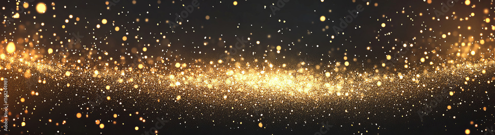 Fototapeta premium Golden glitter sparkles like fine sand, creating a luxurious backdrop for festive or elegant visuals.