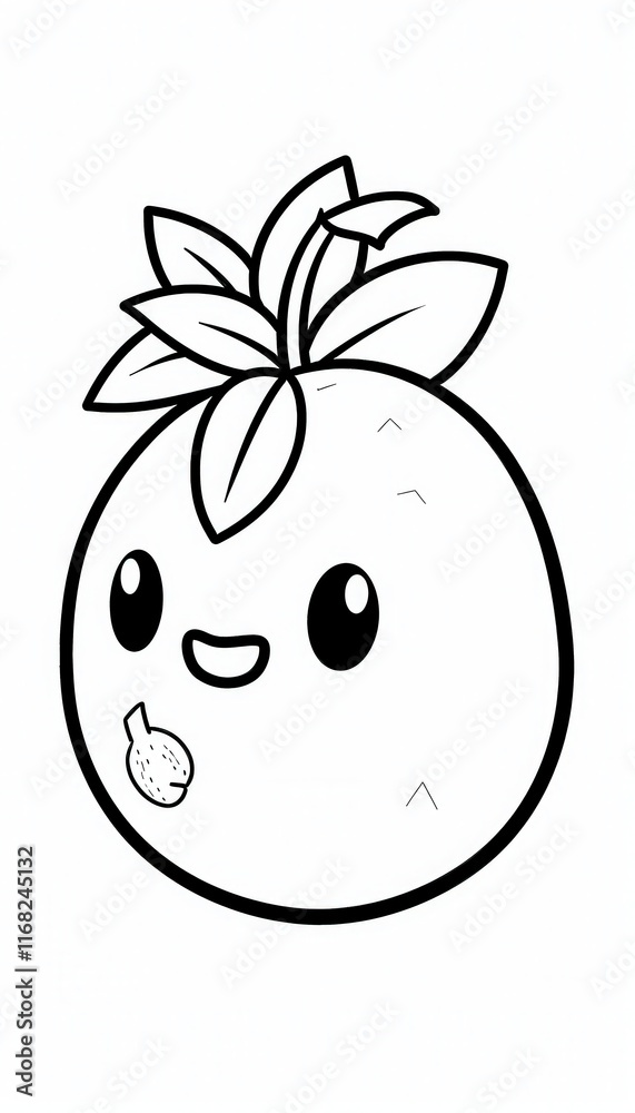 Obraz premium A cute cartoon tomato character with big eyes and a smile. Perfect for children's books, educational materials, or food-related designs.