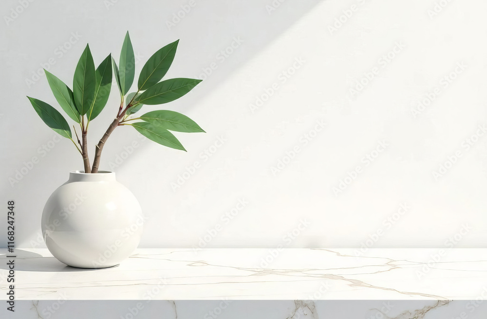 A background for product mockup displays. A marble table with a tree shadow casting onto a white wall. A background for product mockup displays. A marble table with a tree shadow casting onto a white wall.