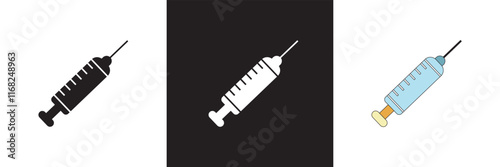 Syringe icon vector . injection icon. isolated on white and black background. vector illustration. EPS 10
