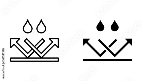 Waterproof icon set. Waterproof sign collection. Water repellent surface symbol concept on white background