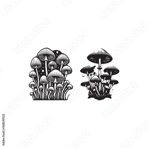 Mushrooms silhouette icon vector symbol design art illustration