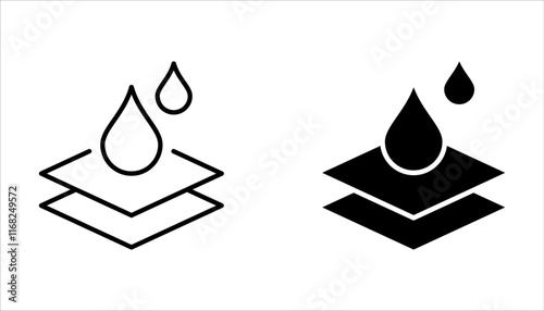 Waterproof icon set. Waterproof sign collection. Water repellent surface symbol concept on white background