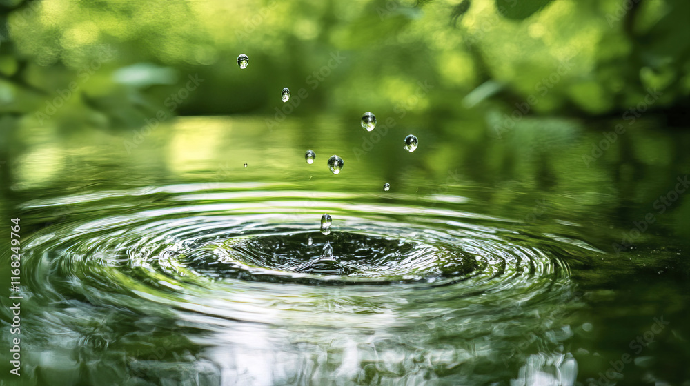 serene nature scene with raindrops creating ripples on water serene nature scene with raindrops creating ripples on water