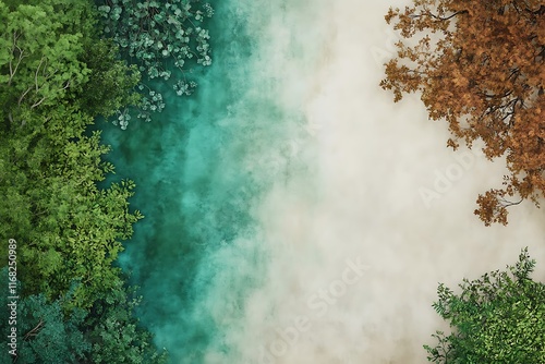 Wallpaper Mural Aerial perspective of green and brown zones, showing deforestation impact  Torontodigital.ca