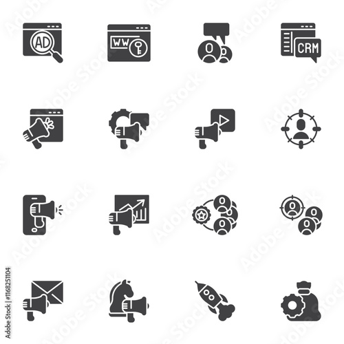 Online advertising vector icons set