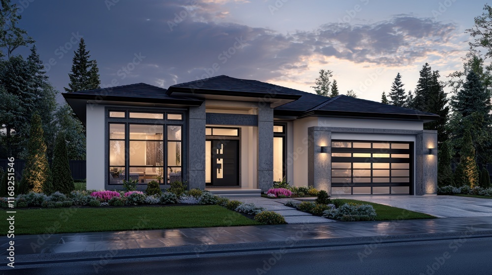 Modern Ranch House Design: Evening Illumination Modern Ranch House Design: Evening Illumination