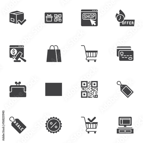 E-commerce, online shopping vector icons set