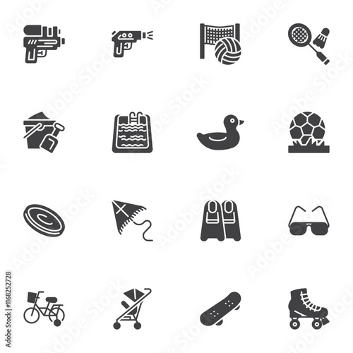 Summer toys vector icons set