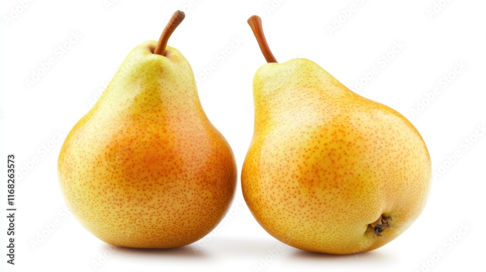 Two ripe yellow pears isolated on white background Two ripe yellow pears isolated on white background