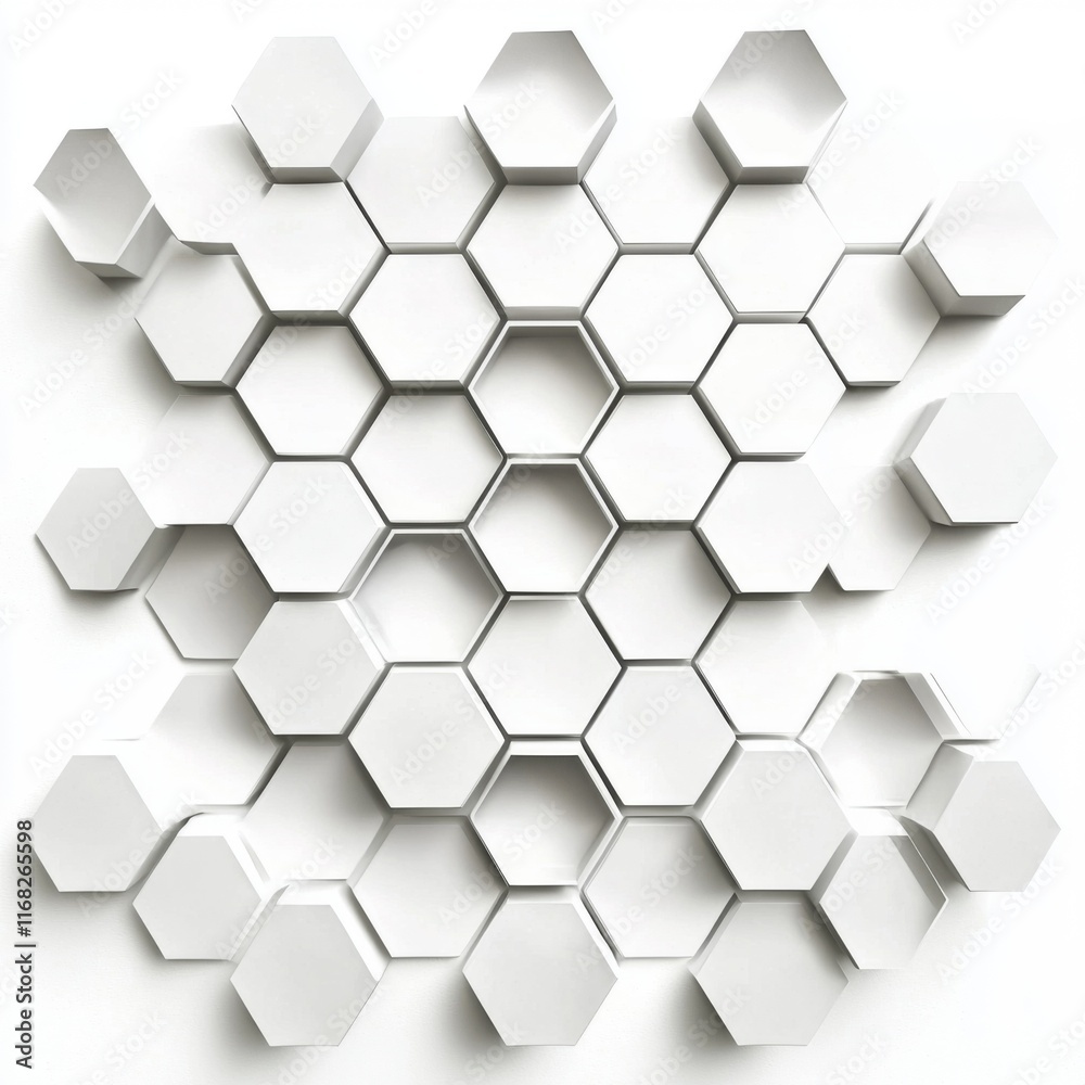 Naklejka premium Abstract White Hexagonal Pattern Background with Geometric Shapes for Modern Design Projects and Creative Concepts