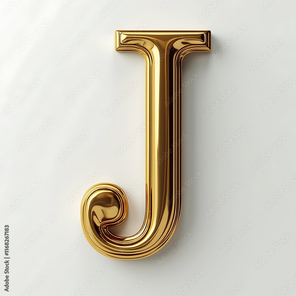 3D golden J letter on a white background 3D golden J letter on a white background