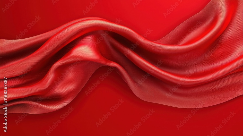 Vibrant red satin fabric draped elegantly, showcasing smooth curves and rich texture, perfect for design and creative projects. Vibrant red satin fabric draped elegantly, showcasing smooth curves and rich texture, perfect for design and creative projects.