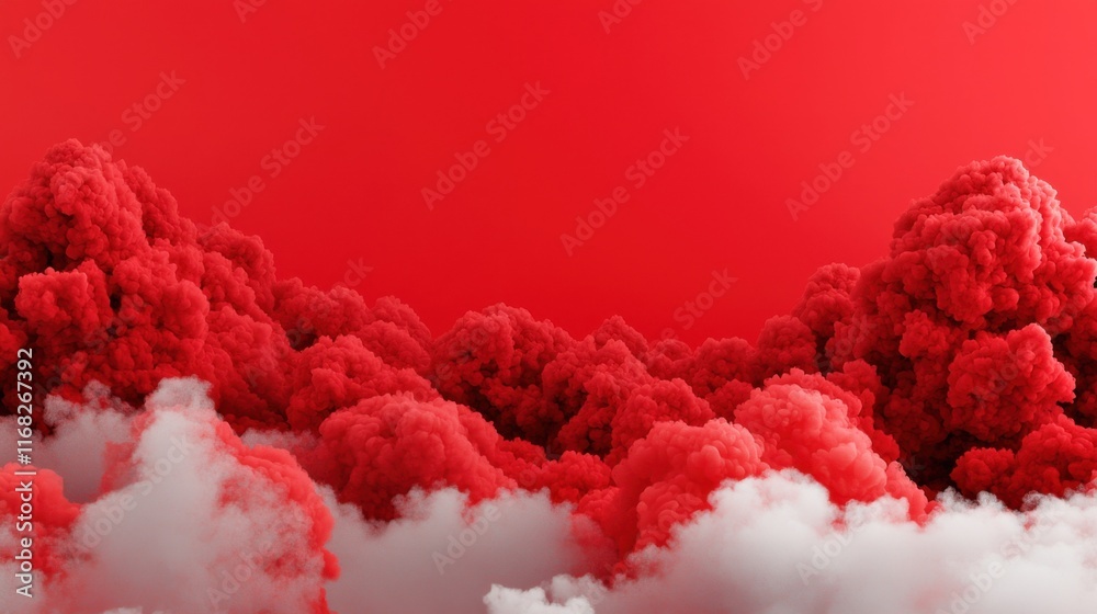 Fototapeta premium Vibrant red smoke clouds with a striking background. Ideal for dynamic graphics and artistic projects.