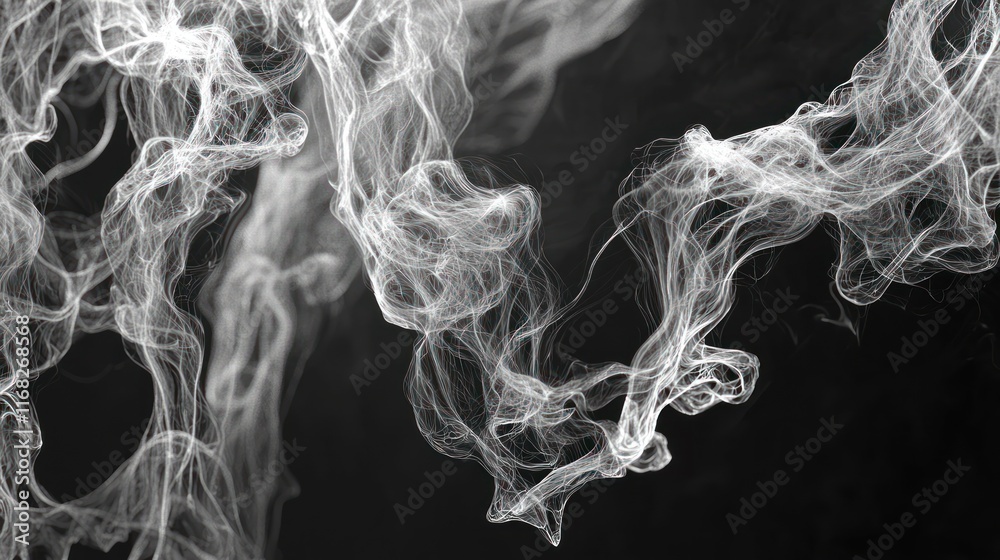 Abstract Smoke: A Whimsical Dance of White on Black Abstract Smoke: A Whimsical Dance of White on Black