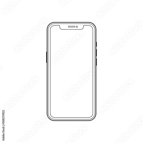 Outline line drawing modern smartphone. Elegant thin stroke line style design illustration