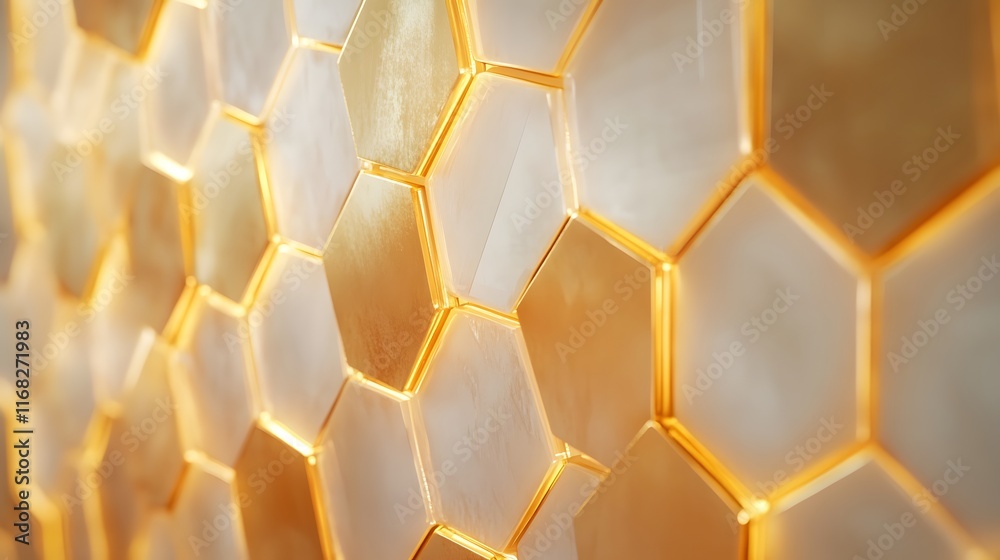 Abstract Gold and White Hexagon Pattern Design Abstract Gold and White Hexagon Pattern Design