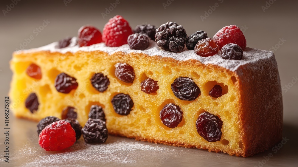 Delicious Raspberry and Blackberry Cake Slice