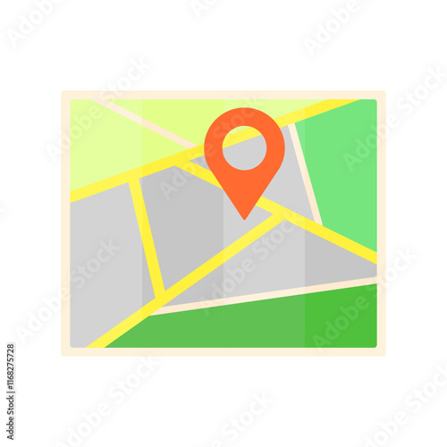 Minimalistic card in flat style on a white background isolated. Small city map
