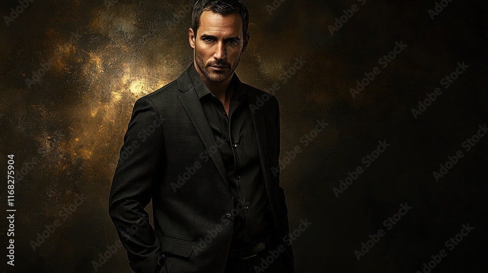 Mysterious Man in Black Suit, Dark Dramatic Portrait Photography Mysterious Man in Black Suit, Dark Dramatic Portrait Photography
