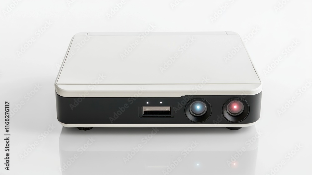 Compact Modern White And Black Projector Device Compact Modern White And Black Projector Device