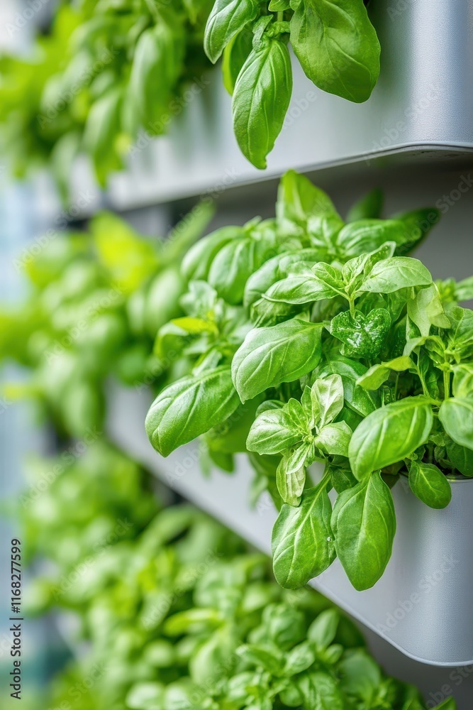 Vibrant fresh herbs flourishing in vertical planters, adding greenery to an urban environment. Vibrant fresh herbs flourishing in vertical planters, adding greenery to an urban environment.
