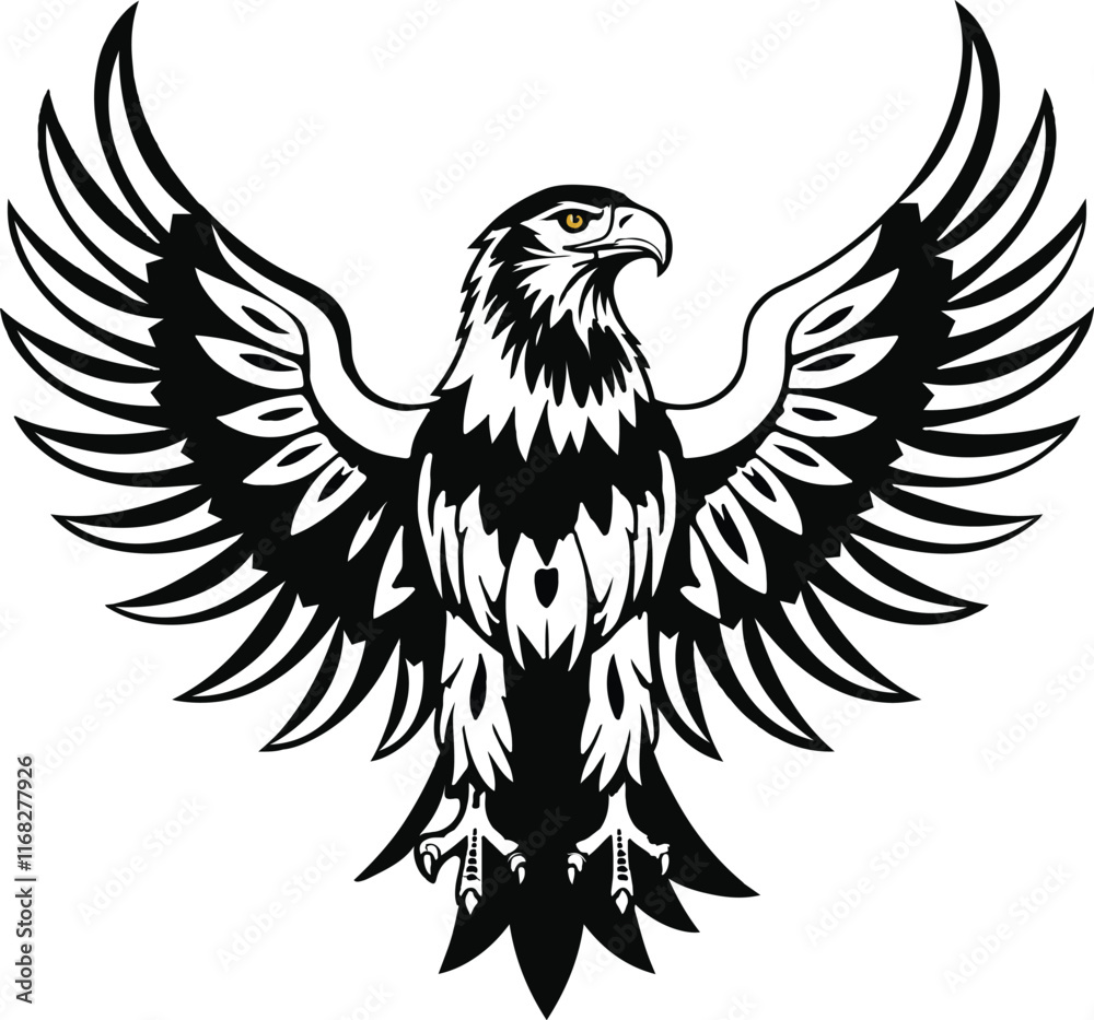 Fototapeta premium Eagle emblem black on white