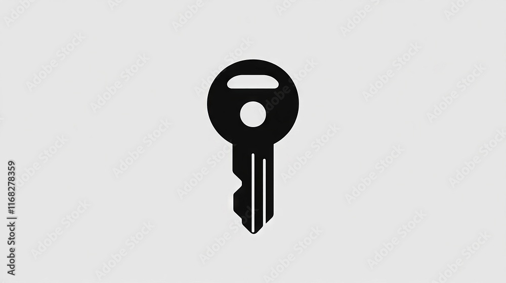 Simple Black Silhouette of a Modern Key Simple Black Silhouette of a Modern Key
