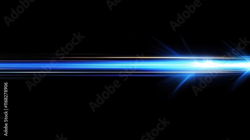 Bright blue light streaks creating energy lines across a black background with futuristic appeal