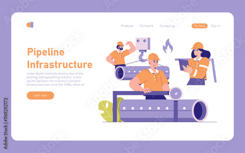 Oil and Gas Energy. Flat Vector Illustration