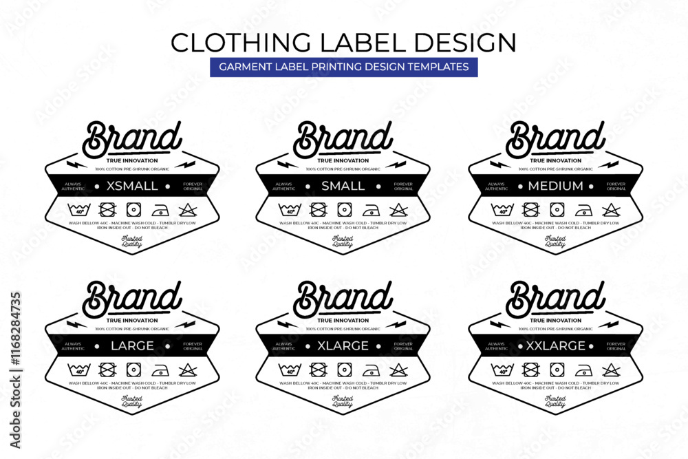 Clothing label tag printed neck label template design	