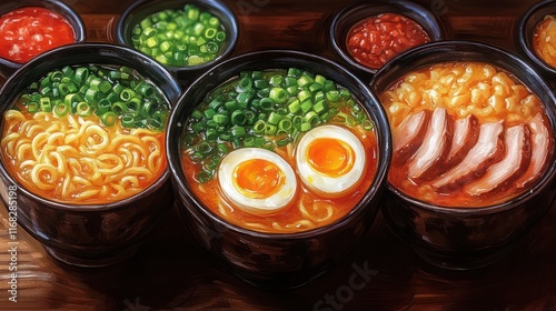 Delicious Ramen Bowls: A Culinary Masterpiece photo